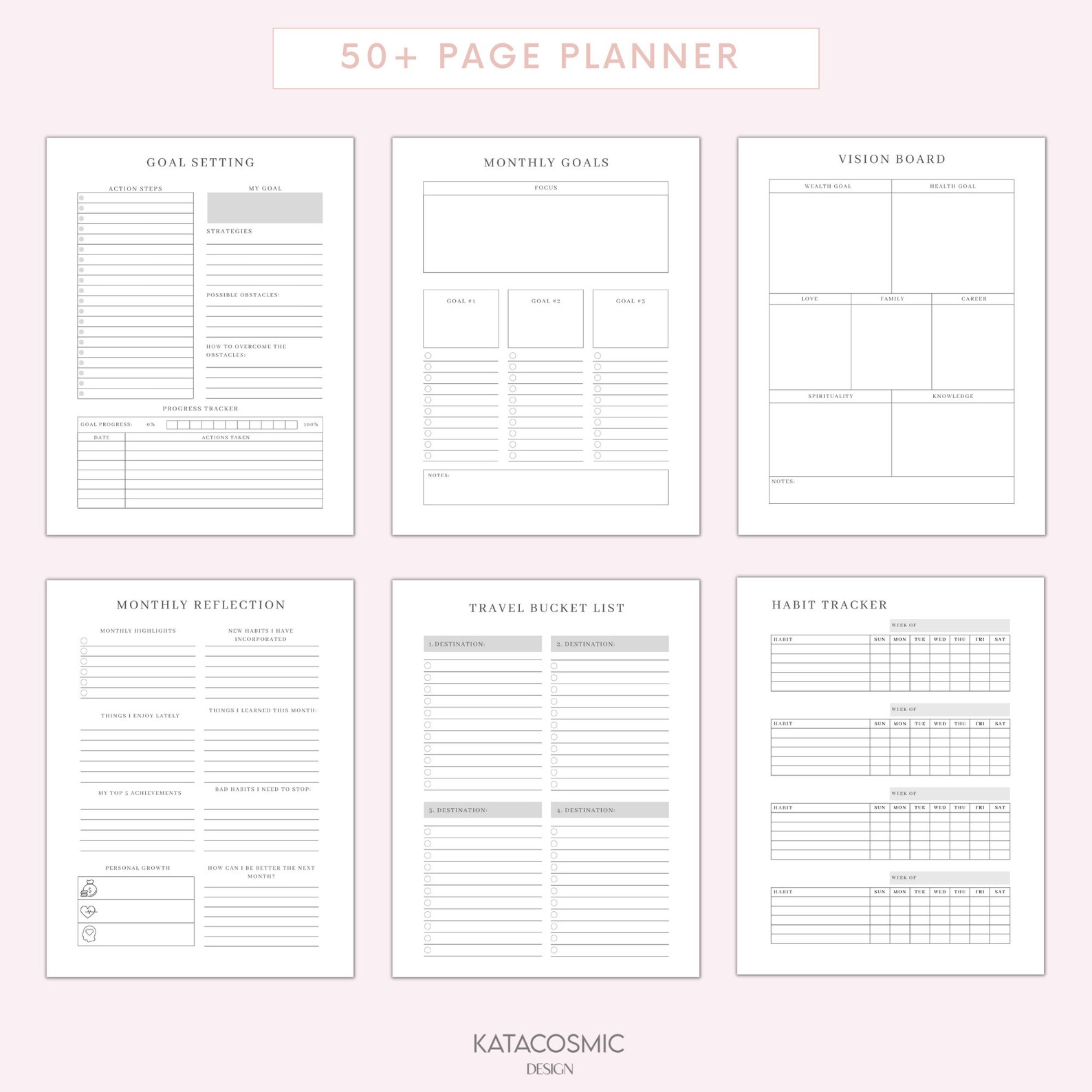 2025 Goal Planner Bundle, Daily Weekly Monthly Quarterly Yearly Goals ...