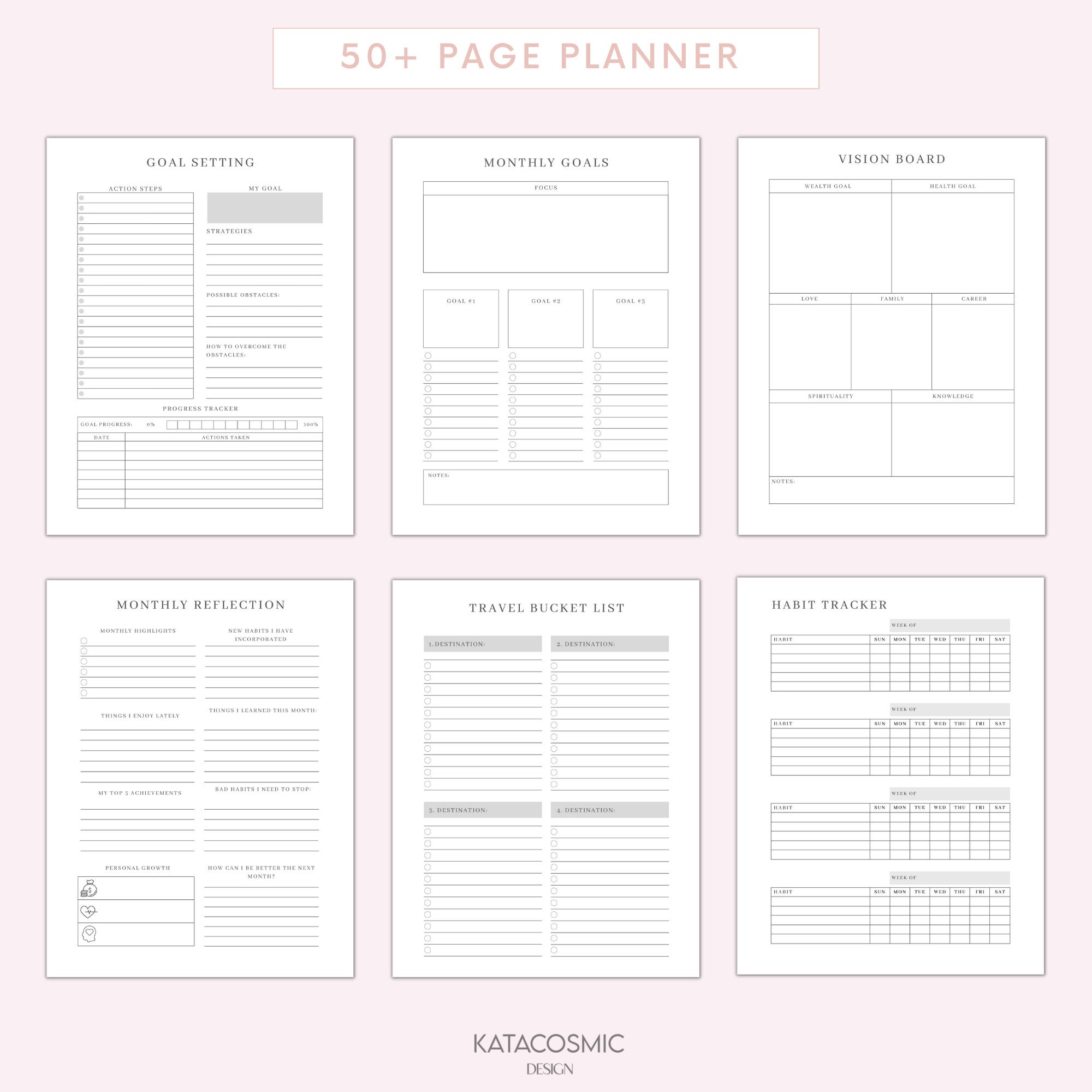 2025 Goal Planner Bundle, Daily Weekly Monthly Quarterly Yearly Goals ...