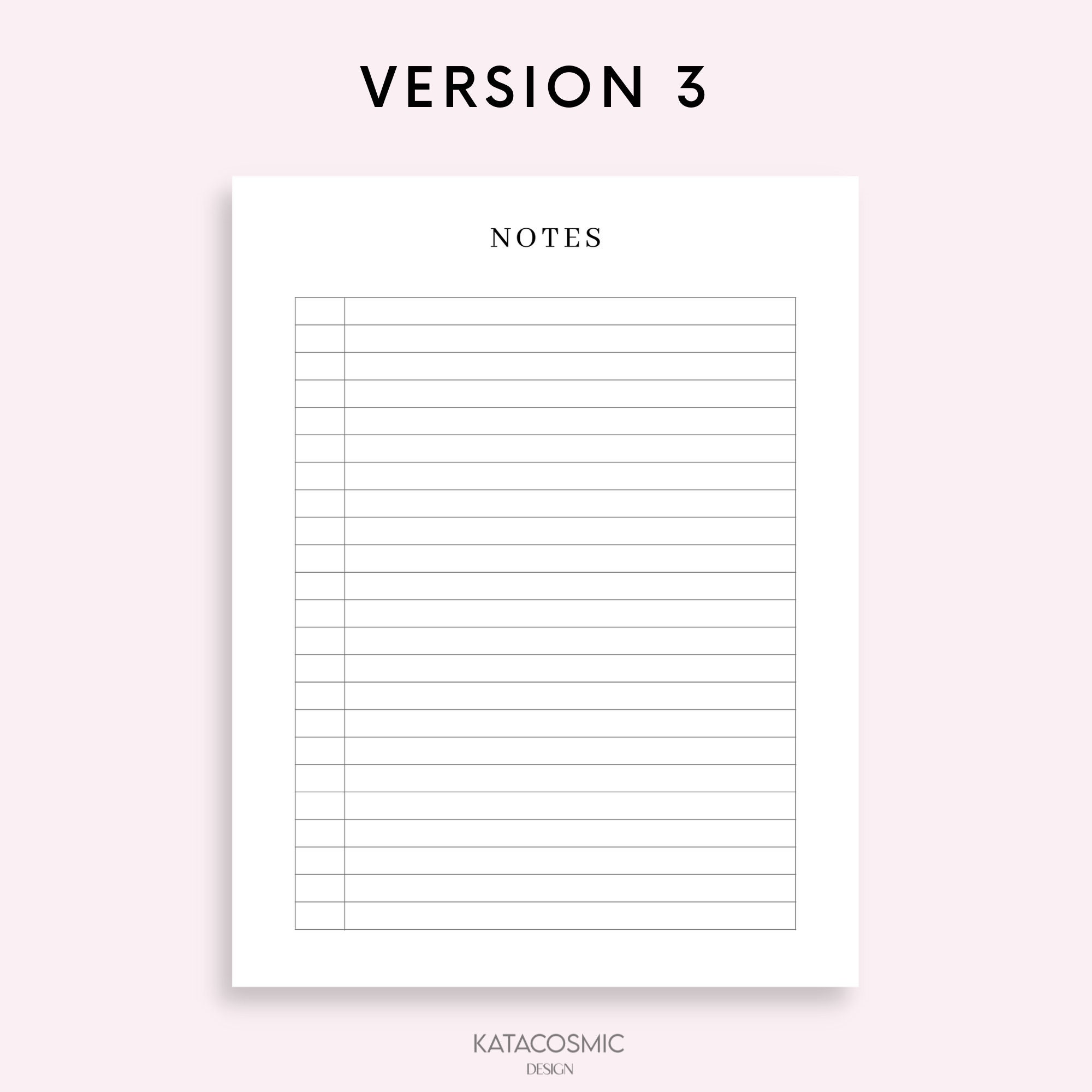 Notes Page Printable, Lined Notes Template, Note Taking, Writing Paper ...