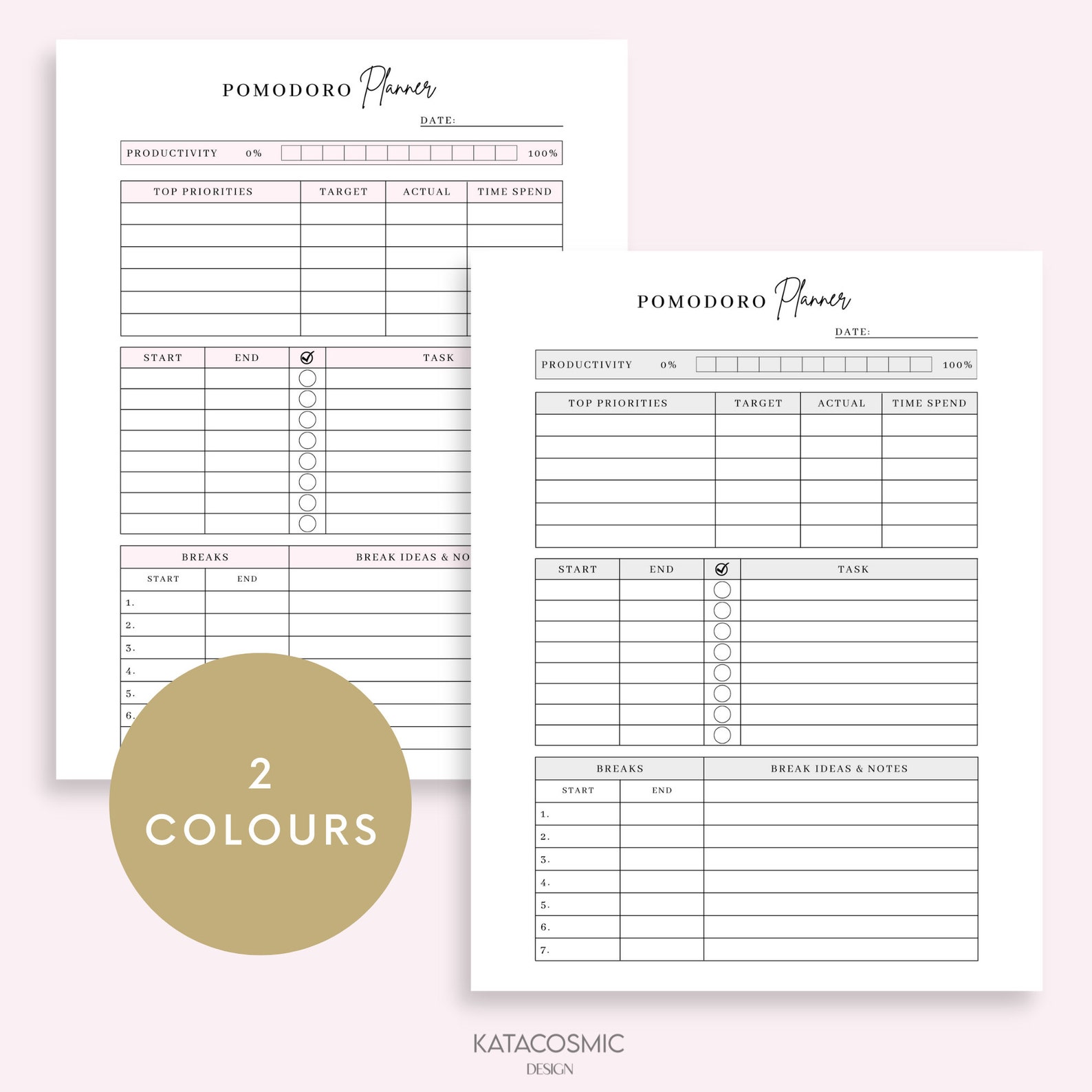 Simple Pomodoro Planner Printable | Study Session Planner ...