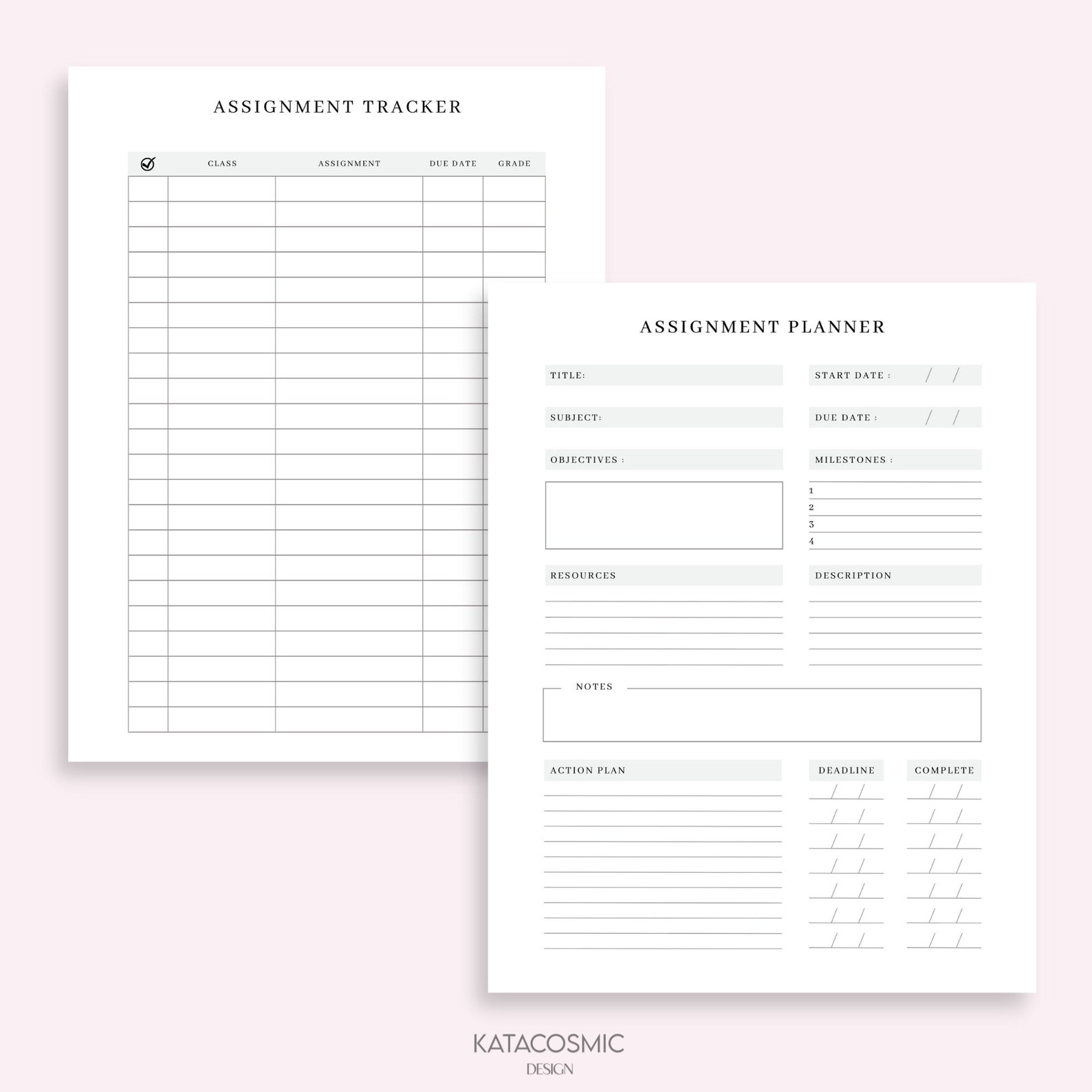 Assignment Tracker, Assignment Planner Printable, Homework Planner ...