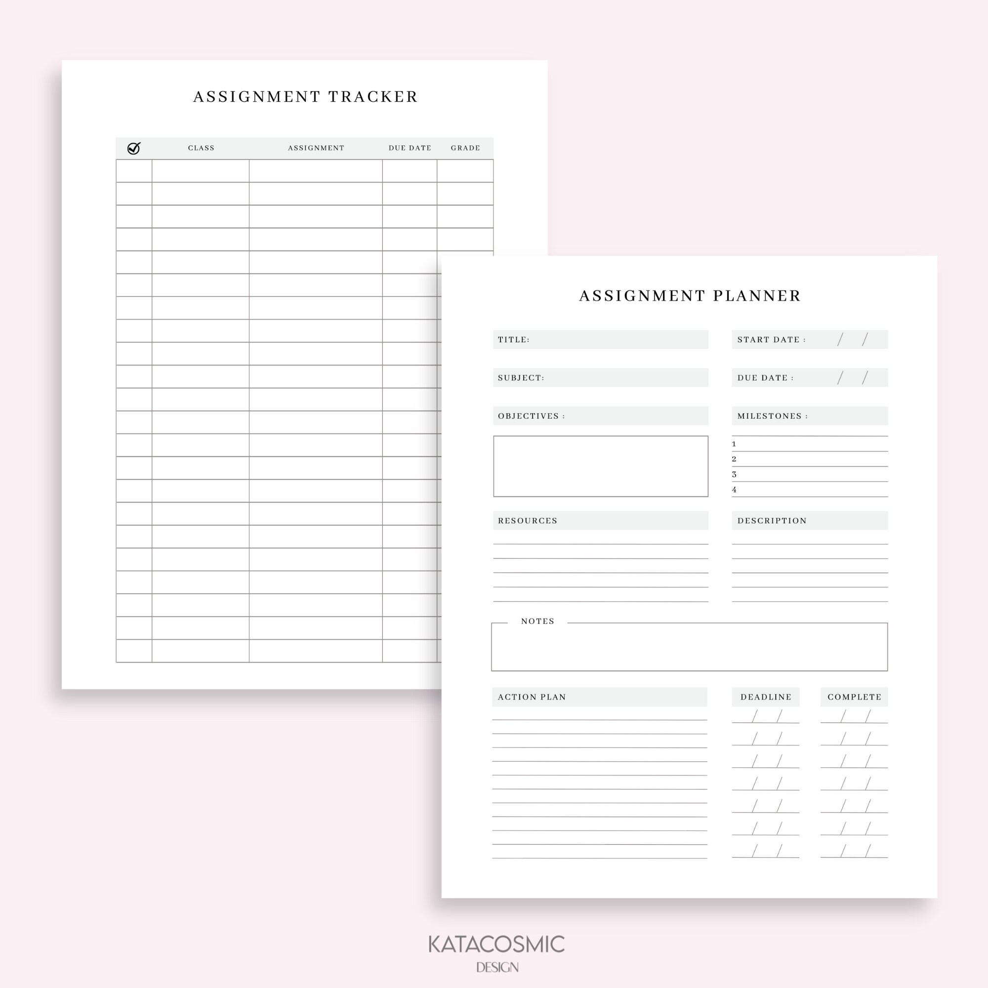 Assignment Tracker, Assignment Planner Printable, Homework Planner ...