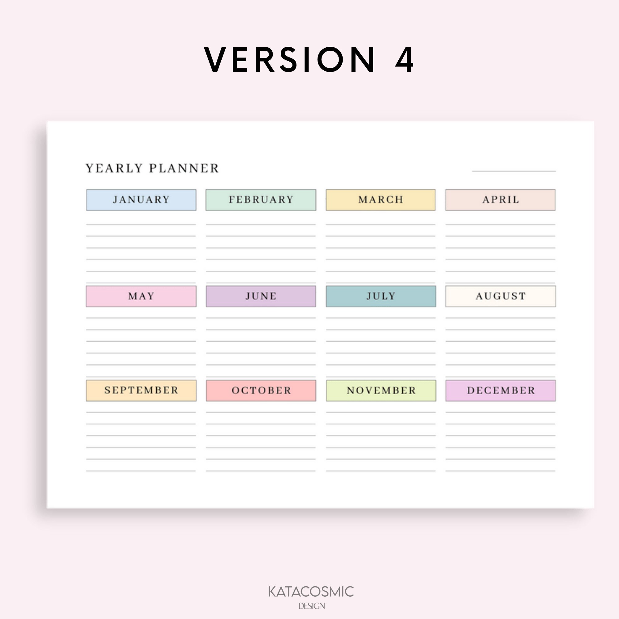 Yearly Tasks Printable Landscape, Yearly to Do List, Minimalist Yearly ...