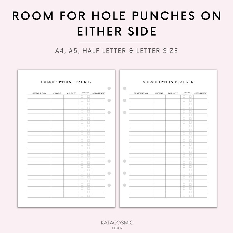 Subscription Tracker Printable Membership Checklist Expense Etsy