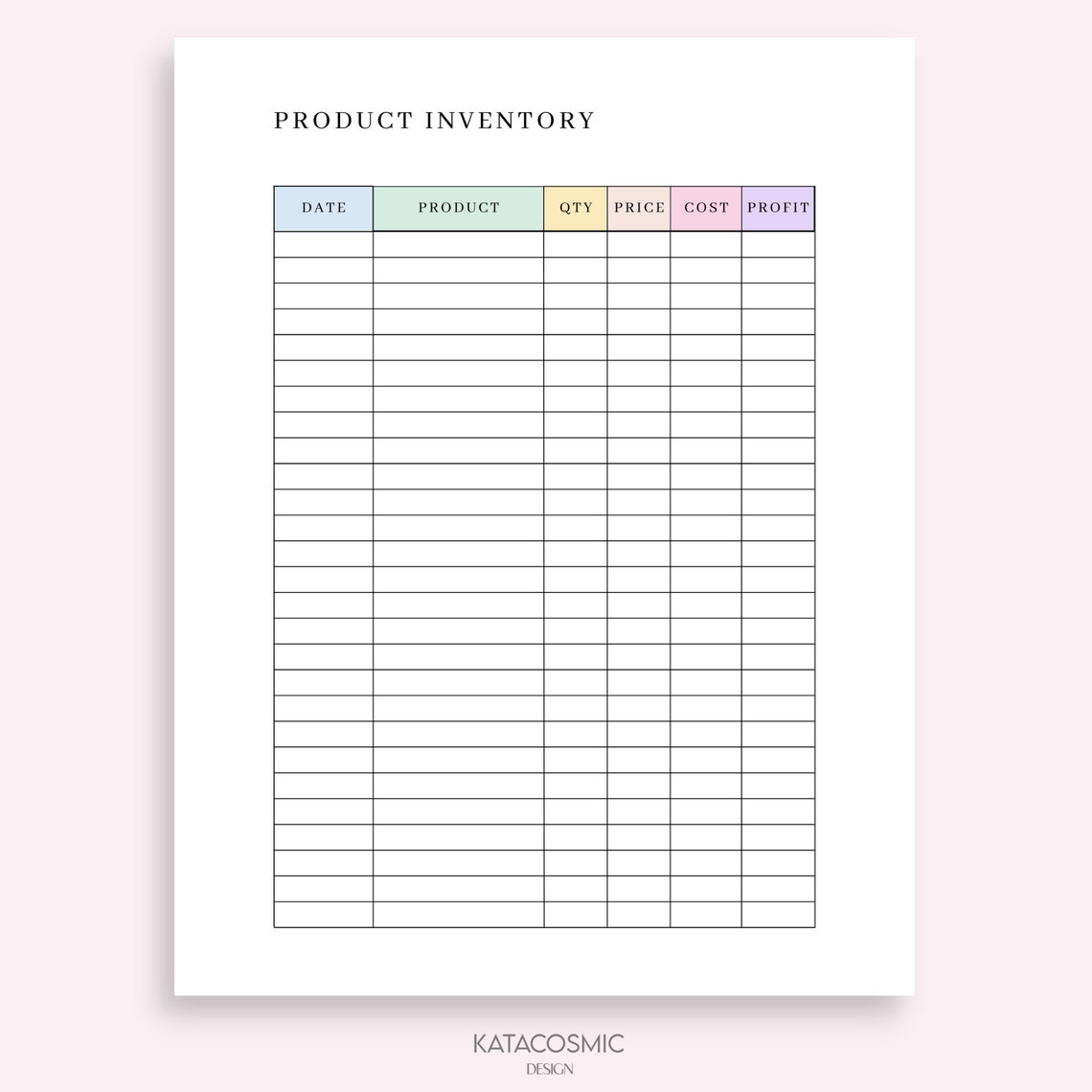 Product Inventory Form.pdf Inventory Management Form, Inventory Sheet, Small Business Organizer ...