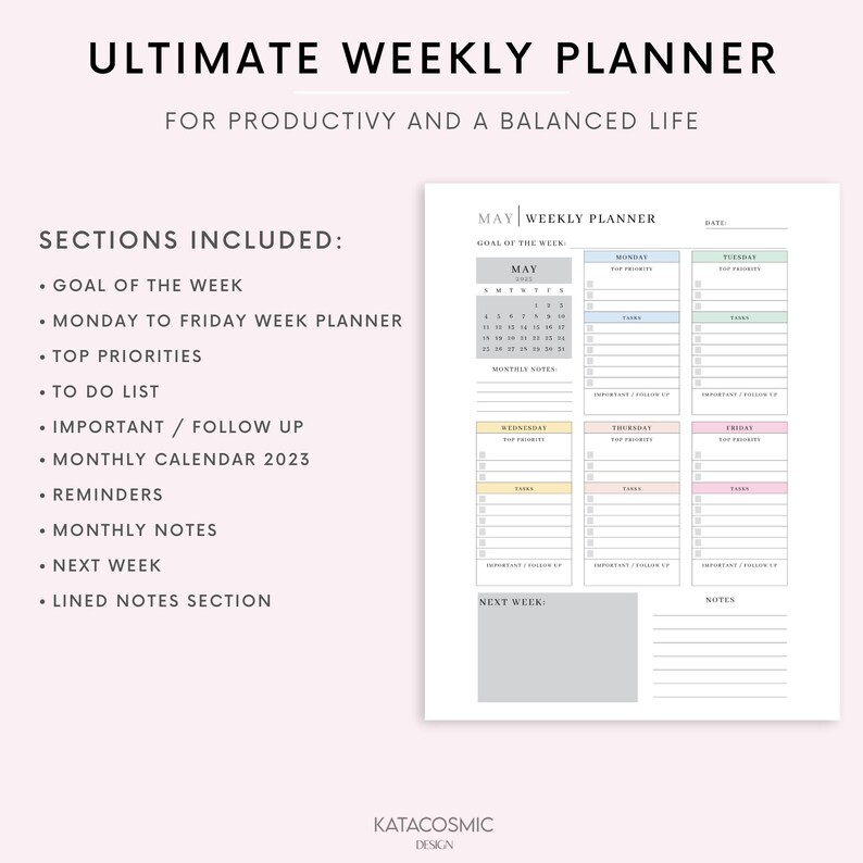 2025 Weekly Work Planner Printable, Minimalist Weekly Schedule, Week at ...
