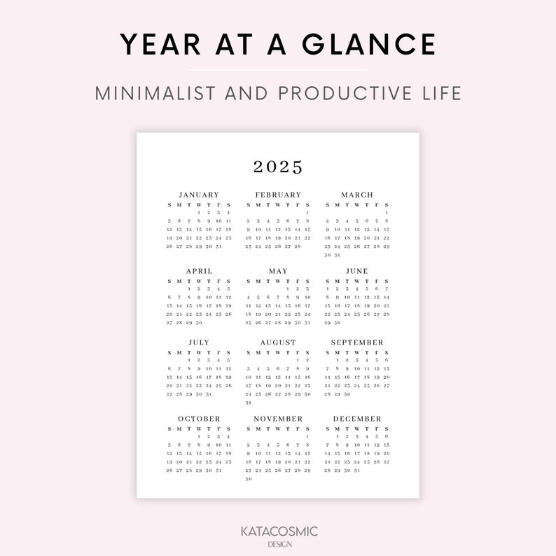 May include: A black and white printable calendar for the year 2025. The calendar is divided into 12 months, with each month displayed in a separate box. The days of the week are abbreviated as S, M, T, W, T, F, and S. The calendar is designed in a minimalist style, with a simple black font on a white background.