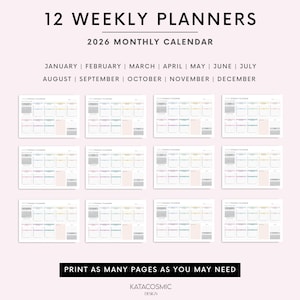 2026 Weekly Planner Printable Landscape, Minimalist Weekly Schedule, Week At a Glance, Weekly Organizer, Office Planner, To Do Desk Planner image 4