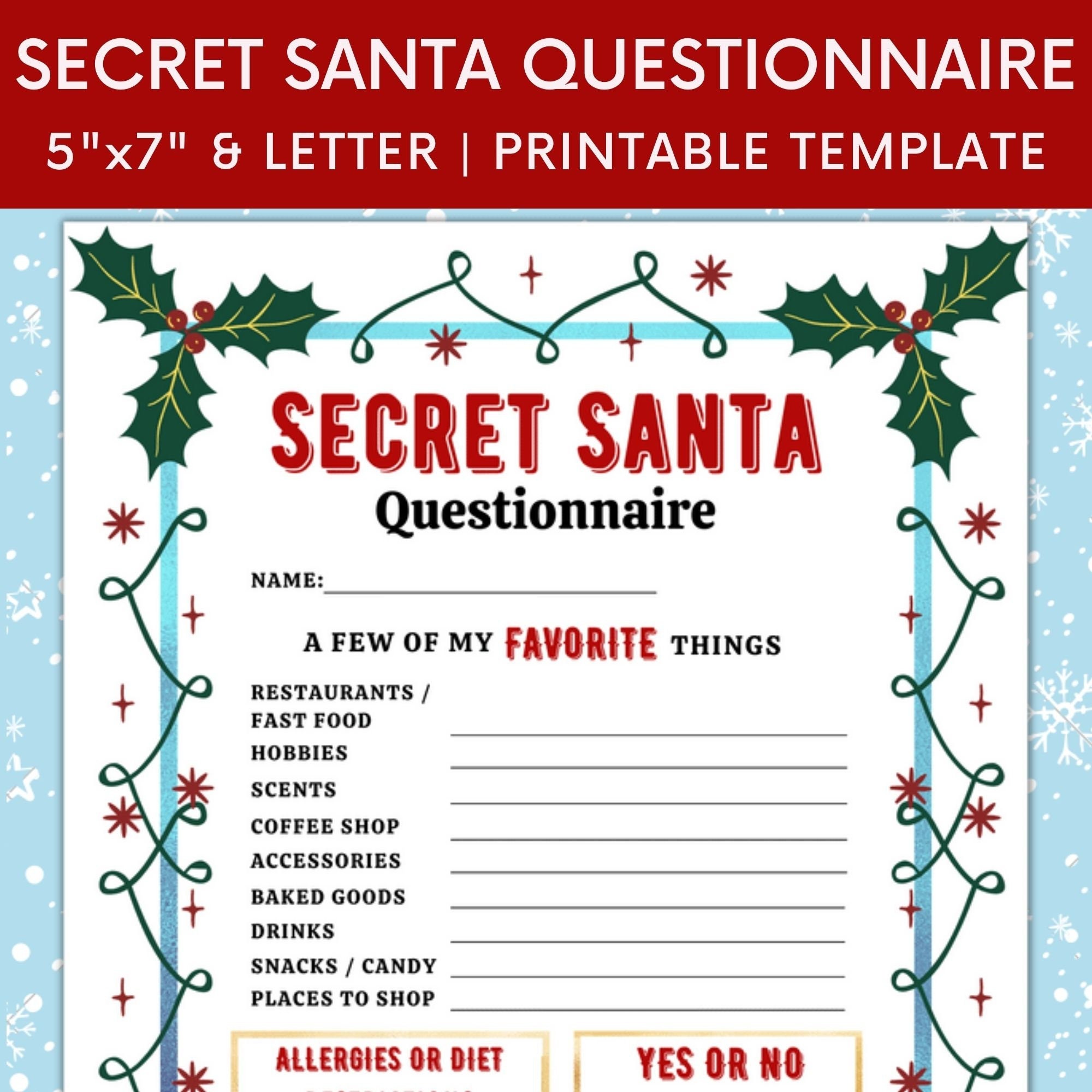 Amazon.com : Secret Santa Christmas Questionnaire Sheets