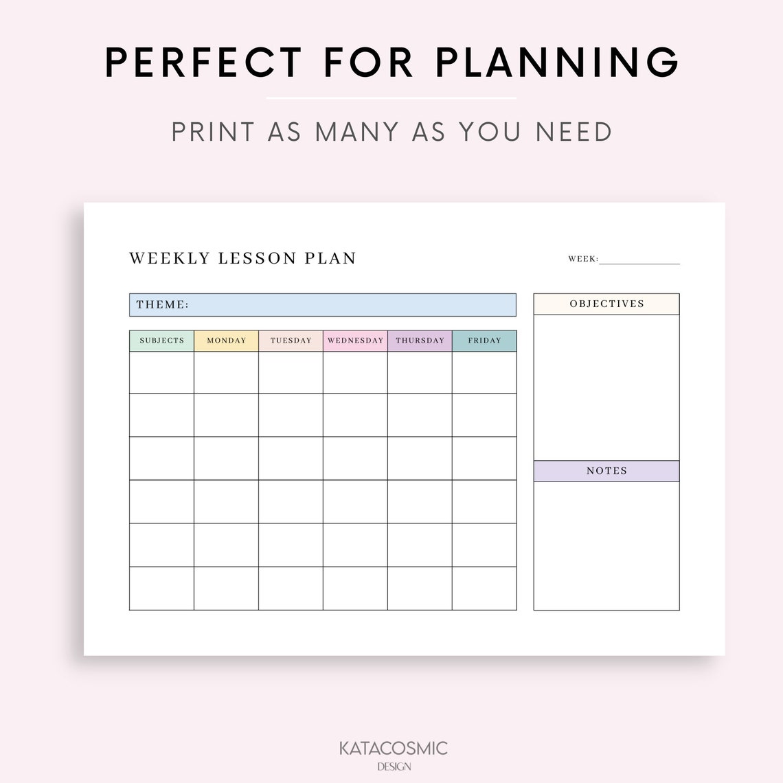 Printable Weekly Lesson Plan Template Preschool/kindergarten - Etsy
