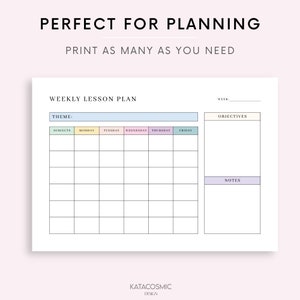 Printable Weekly Lesson Plan Template Preschool/kindergarten, Daily ...