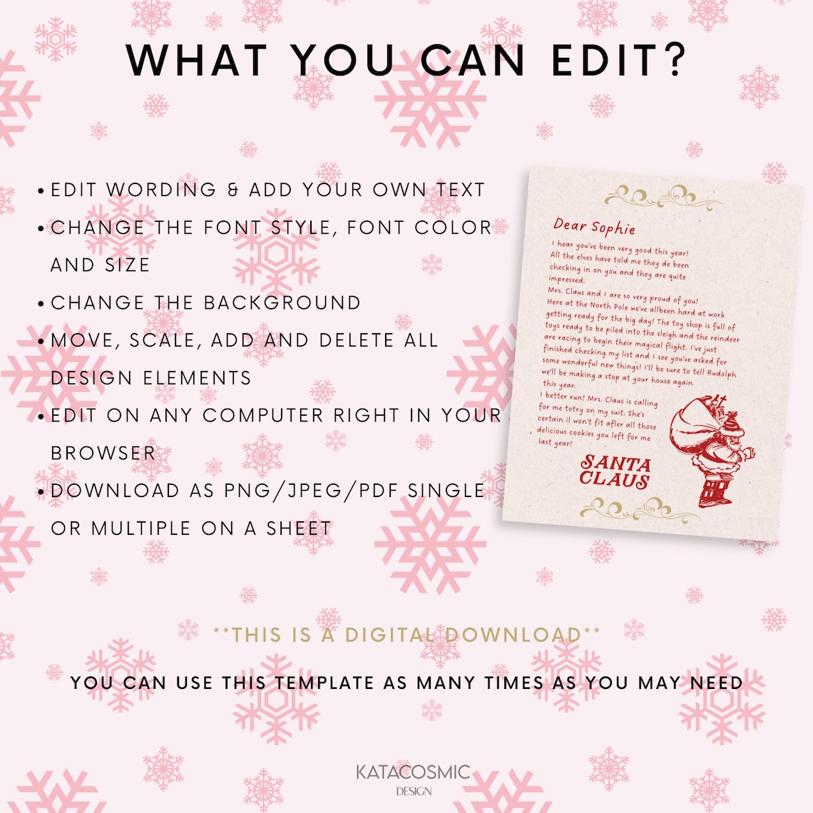 Letter From Santa Personalized Template Christmas Print at - Etsy