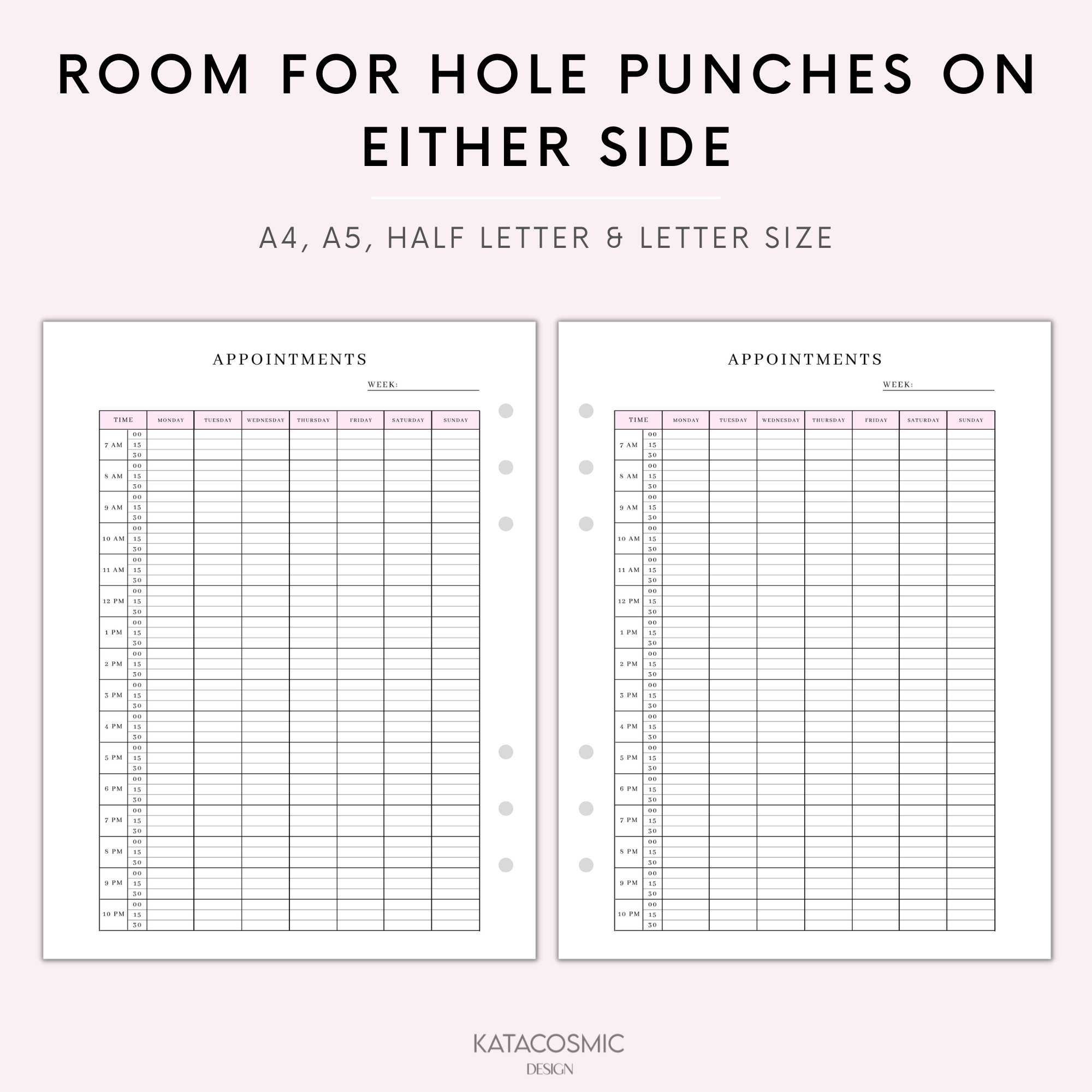Printable Appointment Book, Print at Home Timeslot Booking Template for ...