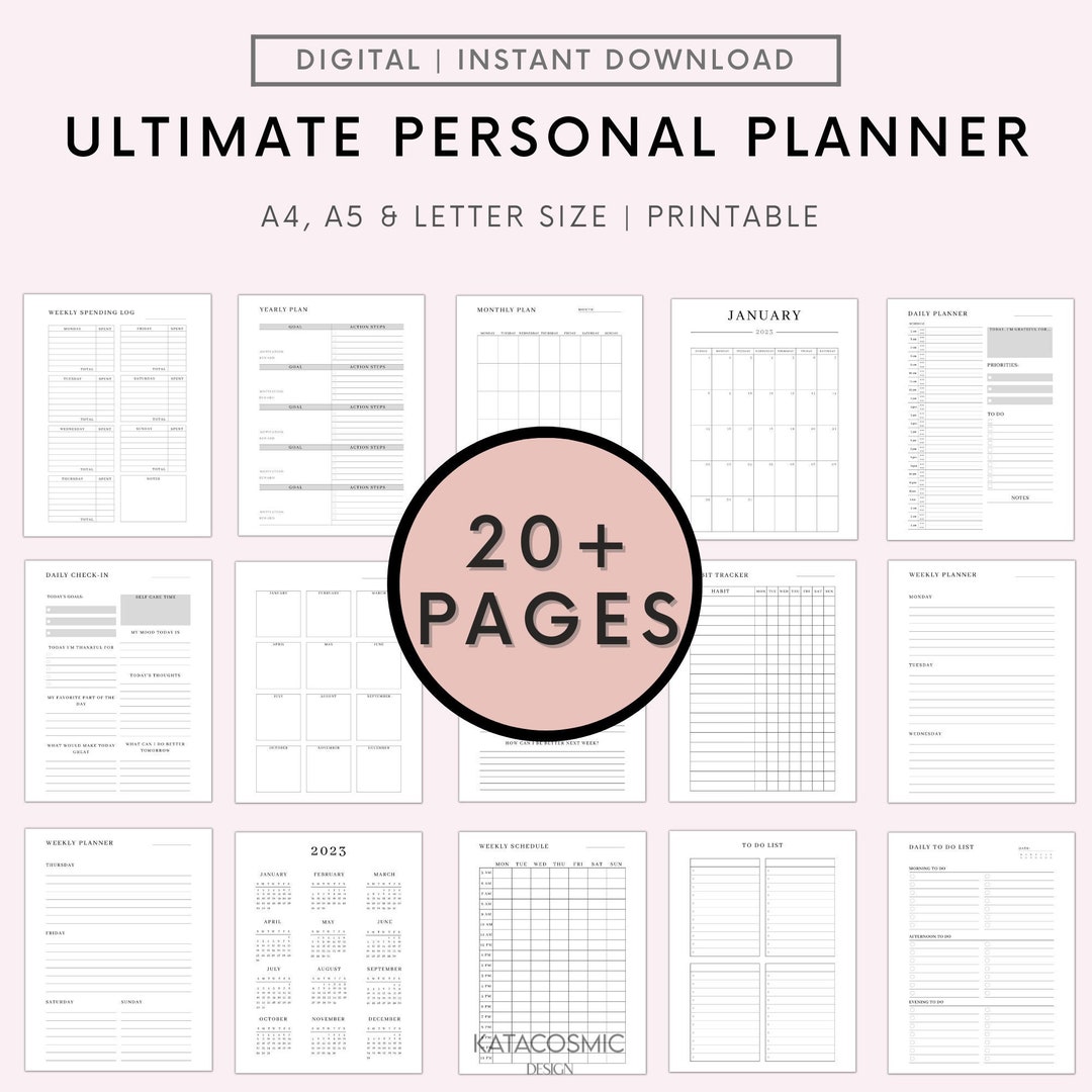 Printable Planner Personal Planner Bundle Daily Weekly