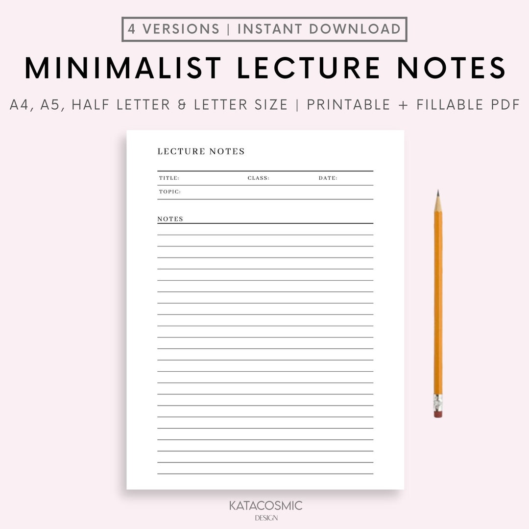 Printable Lecture Notes, Note Taking Template, College Student Lined ...