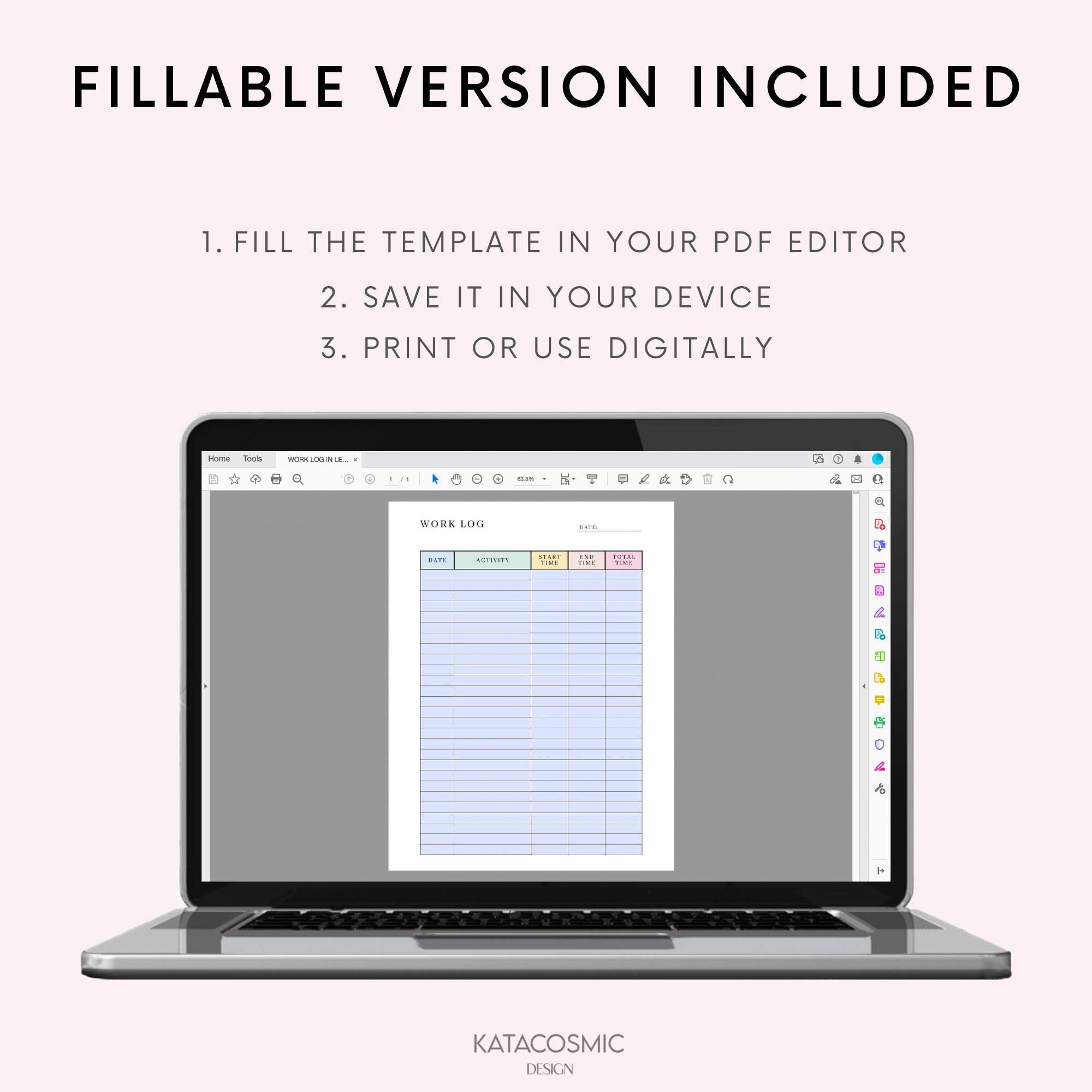 Printable Work | Time Log and Tracker | Activity Hours Log Printable ...