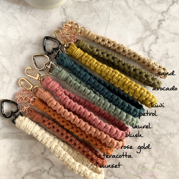 Macrame Wristlet | Macrame Lanyard | Macrame lanyard | Boho Keychain | Macrame Keychain Personalized