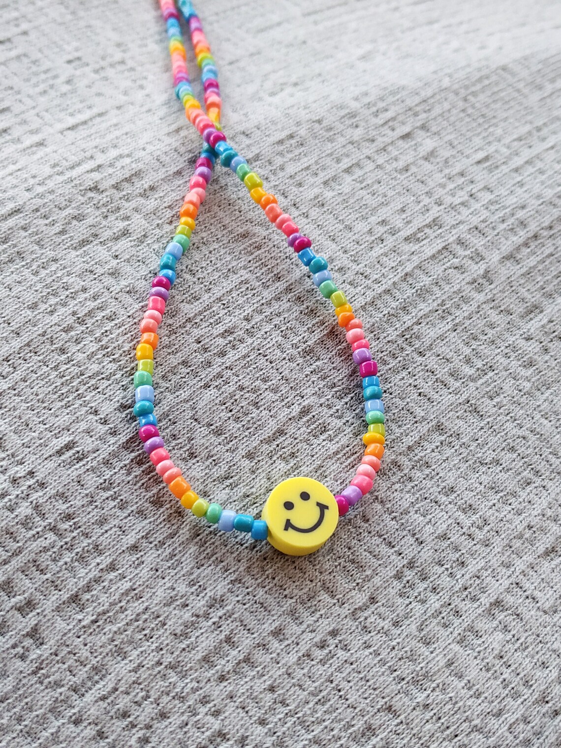 beaded smiley necklace