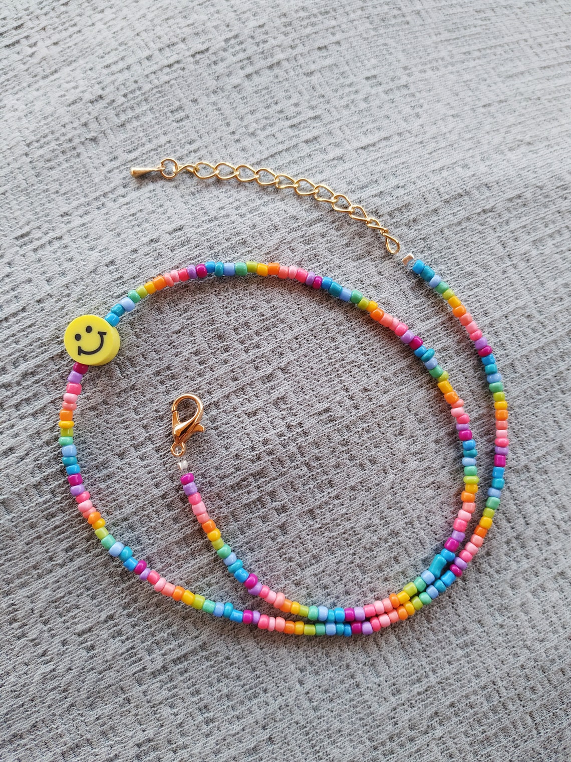 beaded smiley necklace