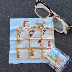 Lingette pour verres de Noël Peekers : lunettes, nettoyant pour écran de téléphone avec pochette