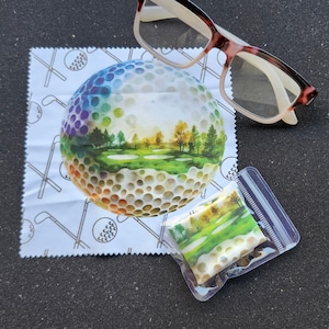 Chiffon de nettoyage pour lentilles de balle de golf : lunettes, chiffon pour écran de téléphone - pochette gratuite