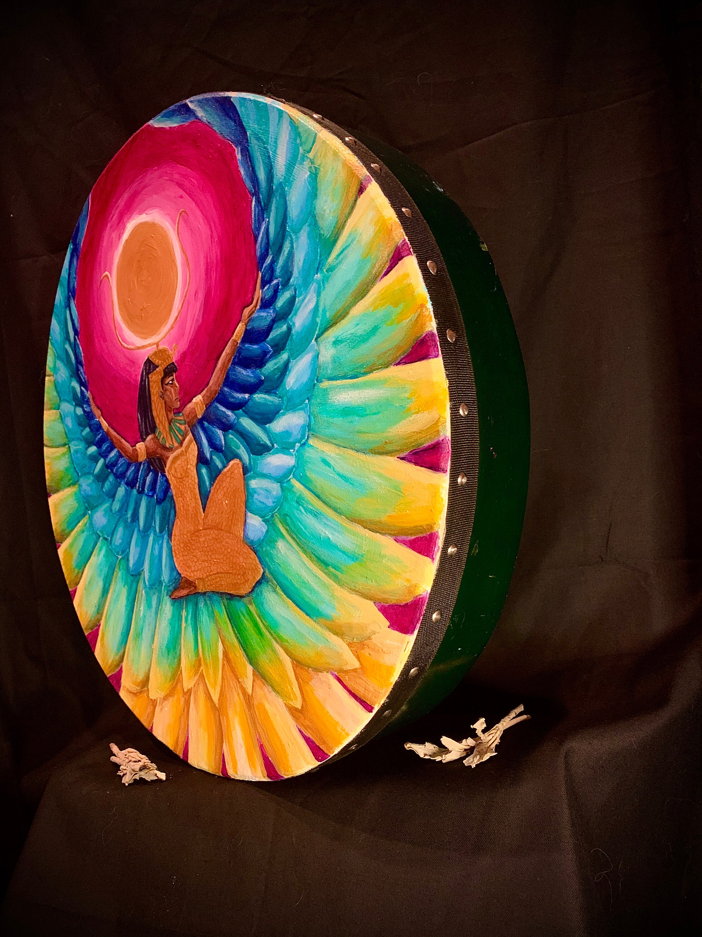 Sacred Egyptian Goddess Isis Drum Etsy UK