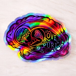 Pure Love Brain Child Vinilo holográfico impermeable pegatina Holo Laptop Calcomanía