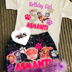 Toddler Girls Birthday Outfit | Shirt & Bottoms ONLY | Custom Birthday Denim Set | Custom Outfits | Anytheme