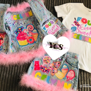 Toddler Girls Birthday Outfit | Custom Birthday Denim Set | Custom Outfits | jacket Skirt & Shirt | Anytheme