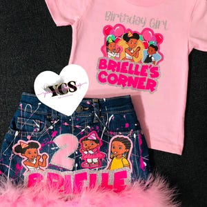 Toddler Girls Birthday Outfit | Shirt & Bottoms ONLY | Custom Birthday Denim Set | Custom Outfits | Anytheme