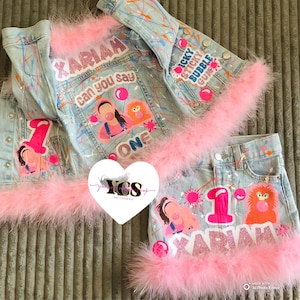 Toddler Girls Birthday Outfit | Custom Birthday Denim Set | Custom Outfits | jacket & Skirt | Anytheme
