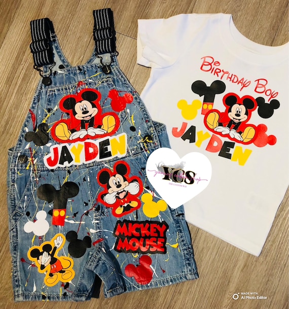 Boys Birthday Overalls | PANTS| SHORTS | Custom Birthday Overalls | Distressed Denim Overalls with Shirt | Any Theme