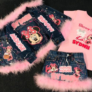 Toddler Girls Birthday Outfit | Custom Birthday Denim Set | Custom Outfits | jacket Skirt & Shirt | Anytheme