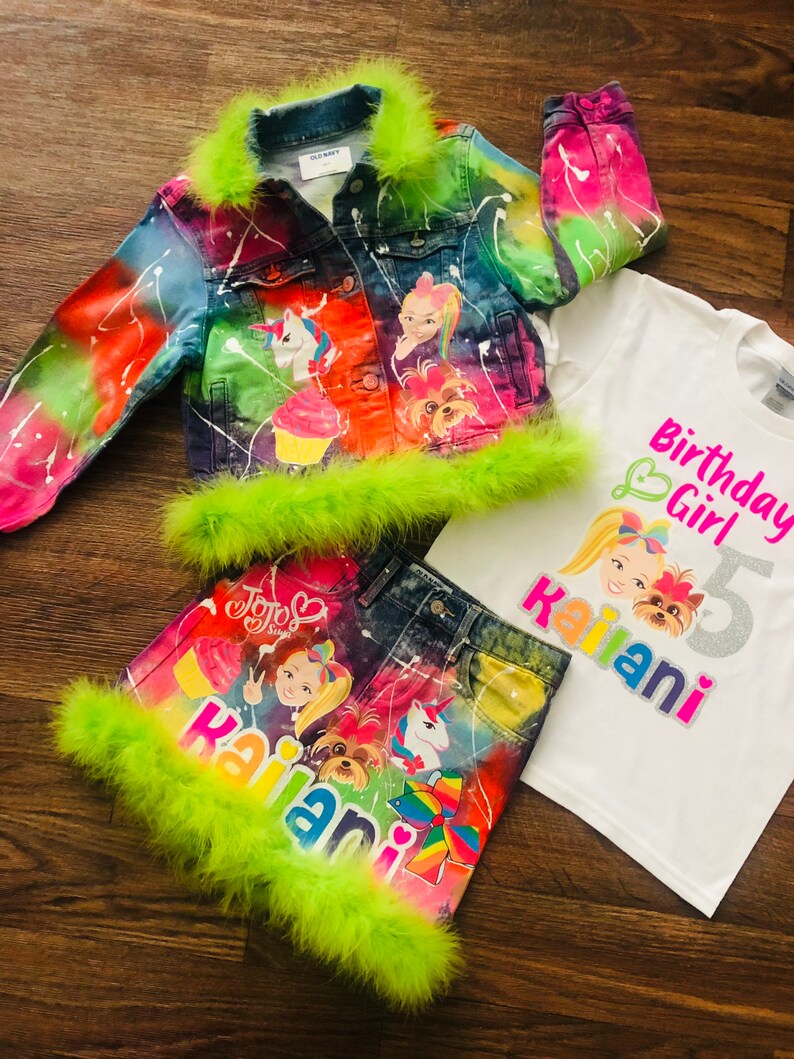 Toddler Girls Birthday Outfit Custom Birthday Denim Set Custom