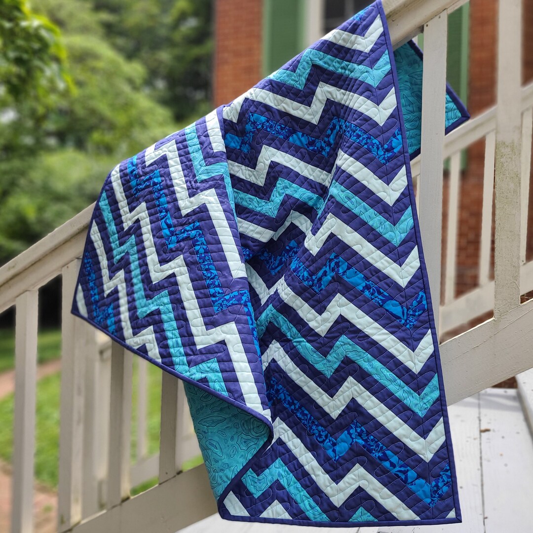 Southampton Blue Lightning Bolt Quilt Pattern, Modern Quilt Pattern