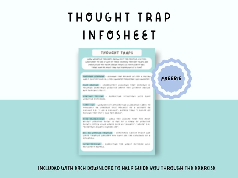 Thought Diary Digital Download Printable Pdf Mental Health Self Help Worksheet Thought Log Cbt
