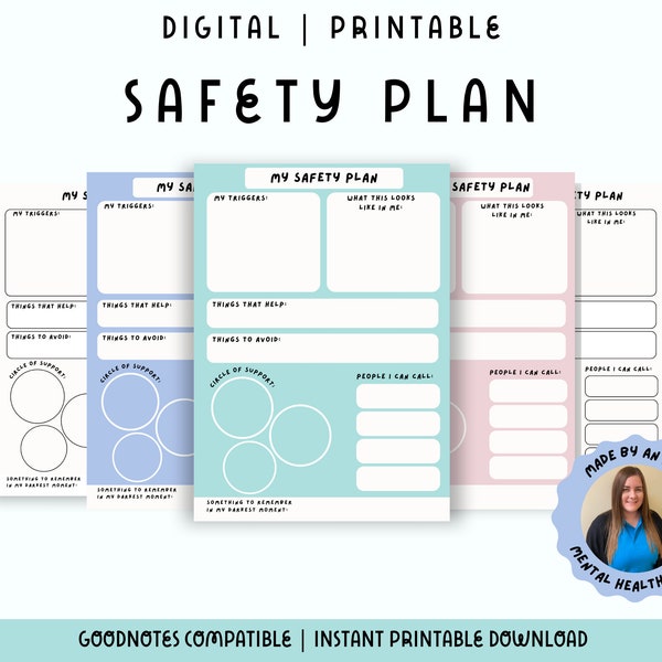 Safety Plan Mental Health Template Etsy Safety Plan Mental Health Template Etsy