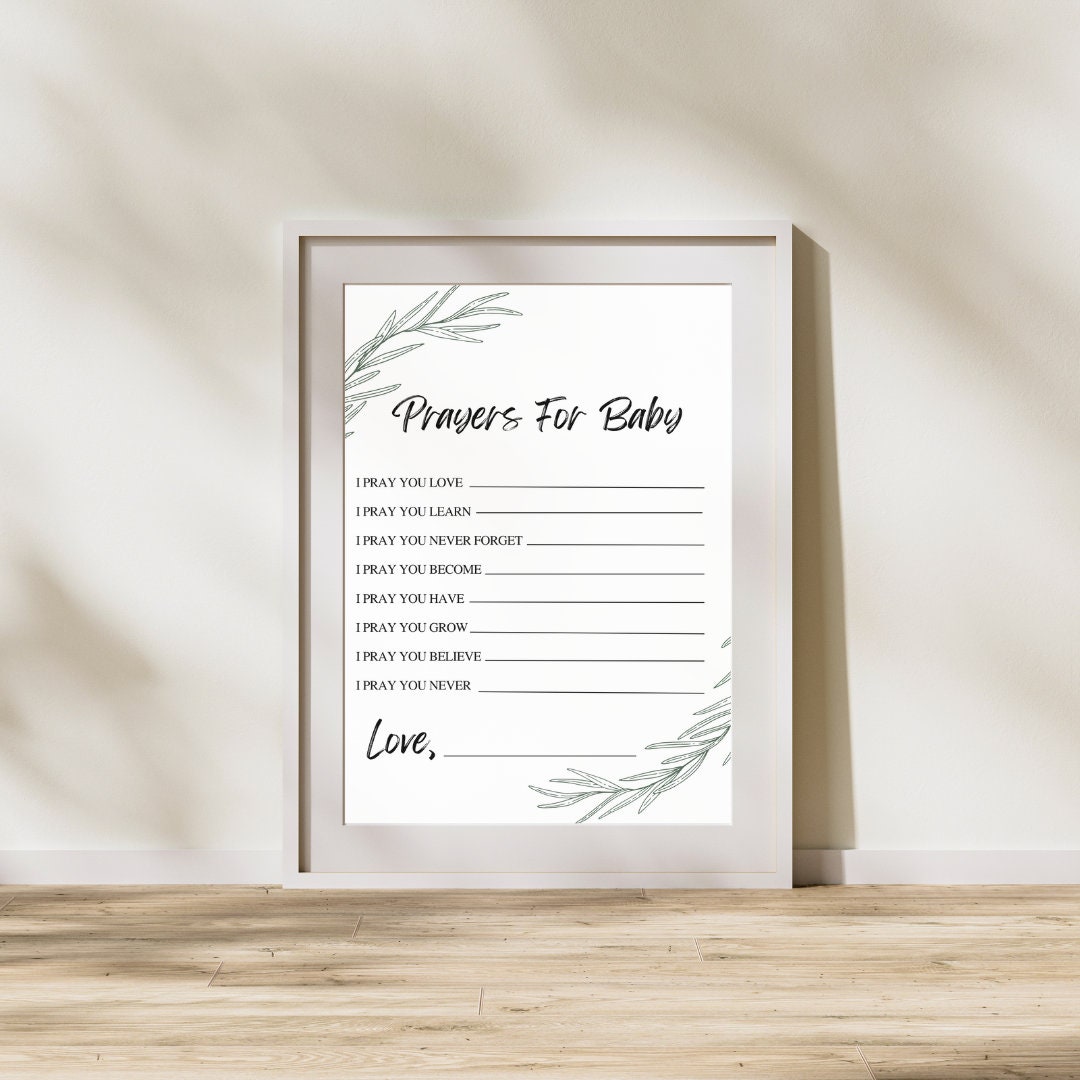 Prayers for Baby Printable Digital Download Minimalist Baby Shower ...