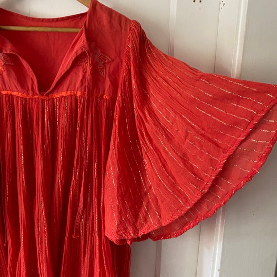 Vintage Gauzy Tunic Dress Butterfly Sleeves - image 7