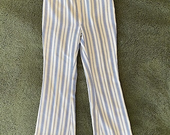 Vintage Gestreifte Hose Blau Weiß Gestreift 60er 70er Jahre Reißverschluss Flare XS / S