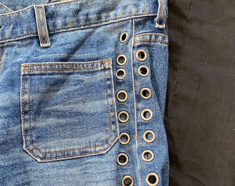 Vintage Jeans Low Rise Y2K Metall Ausschnitte Detail Denim Blue Kult