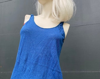 Vintage Minimalist Y2K White + Warren NWOT linen top sleeveless Blue size S