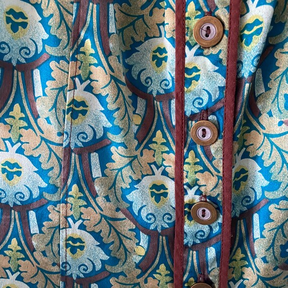 Silk Vintage Inspired Damask Drop Waist Sleeveles… - image 6