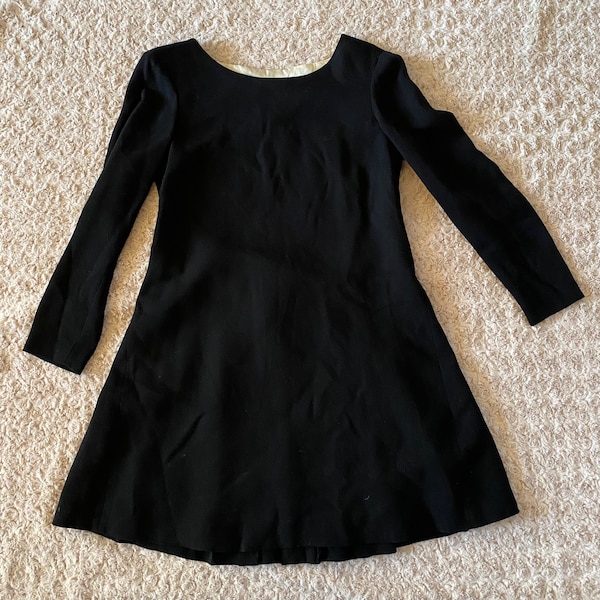 Vintage Moschino LBD with Bow ~ Cheap and Chic Black Wool Minidress