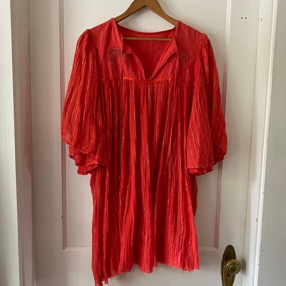 Vintage Gauzy Tunic Dress Butterfly Sleeves - image 5