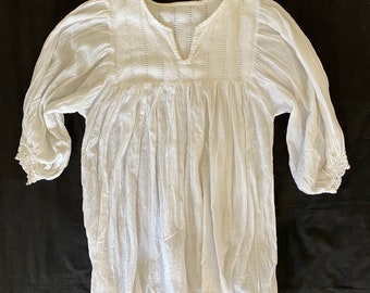 Vintage katoenen witte tuniek met ballonmouwen
