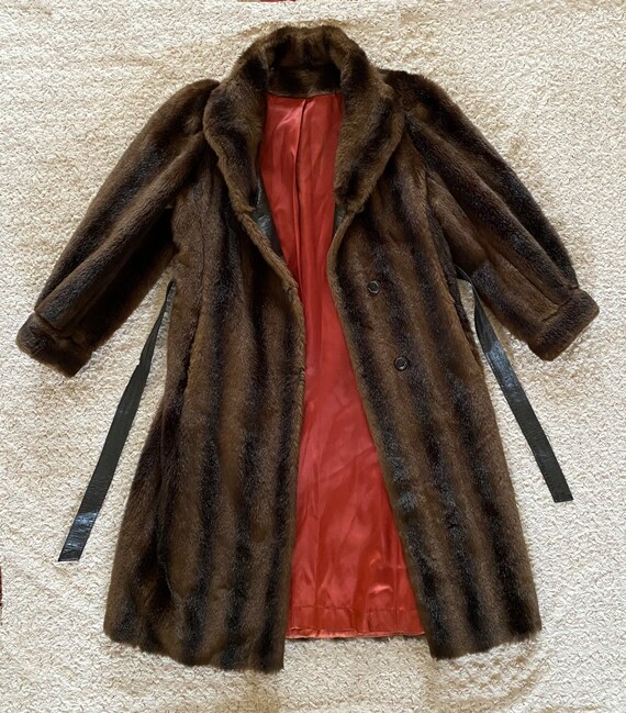 Vintage Faux Fur Coat Long Belted Royal Tenenbaums Margot Fur 