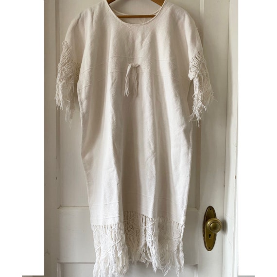 Fringe Natural Cotton Tunic Dress Boho Festival H… - image 3