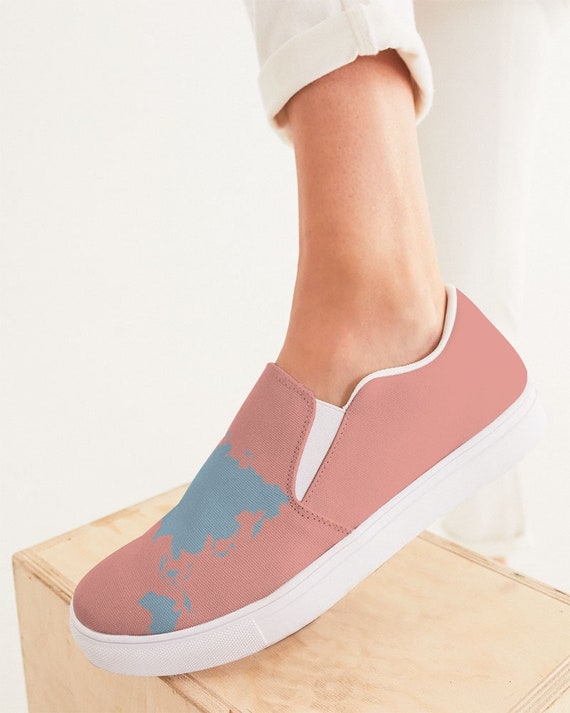 World Map Slip on Shoes Women Canvas Shoes Custom Shoes Unique