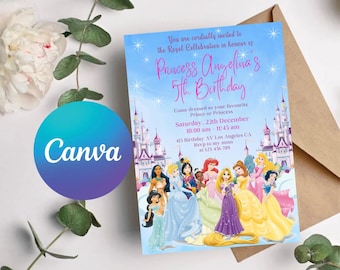Princess Birthday Invitation: Editable Canva Template (Digital Download)